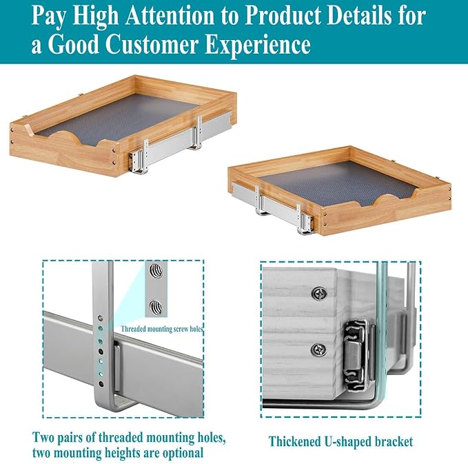 OCG Pull Out Drawers For Kitchen Cabinets 14" W x 21" D, Slide out Wood Drawer - Image 6