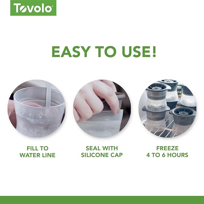 Tovolo Craft Ice Molds – Large Football Ice Spheres for Sports Fans - Whiskey, Bourbon, Cocktails, Gifts & More – 2 Pack Slow Melting, Stackable, BPA-Free Silicone Leak-Proof Lids, Dishwasher-Safe