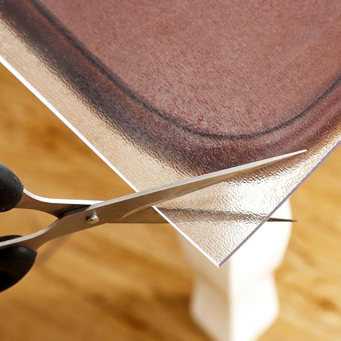 NECAUX Custom Multisize 1.5mm Thick Clear PVC Table Cover Protector - 40 x 78 Inch Kitchen Wood Grain Vinyl Transparent Table Cover Plastic Protective Pad for Dining Room Table/Office Desk