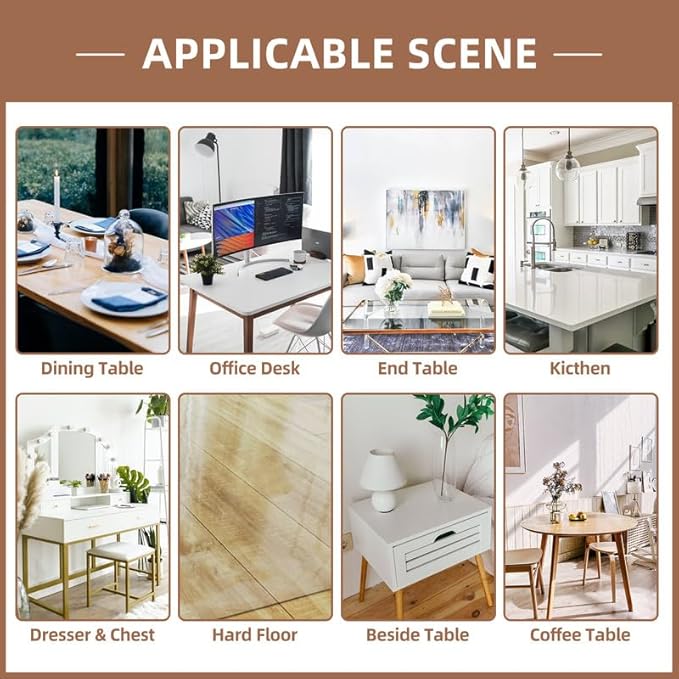 Warmstar Clear Table Cover Protector 20 x 72 Inch,1.5mm Thick Plastic Table Cover Rectangle,PVC Clear Table Protector,Desk Protector Mat for Kitchen, Dresser, Writing Desk，Dining Room Table