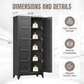 Pantry Cabinet, Black Metal, 72-Inch Tall with 2 Doors and 4 Adjustable Shelves