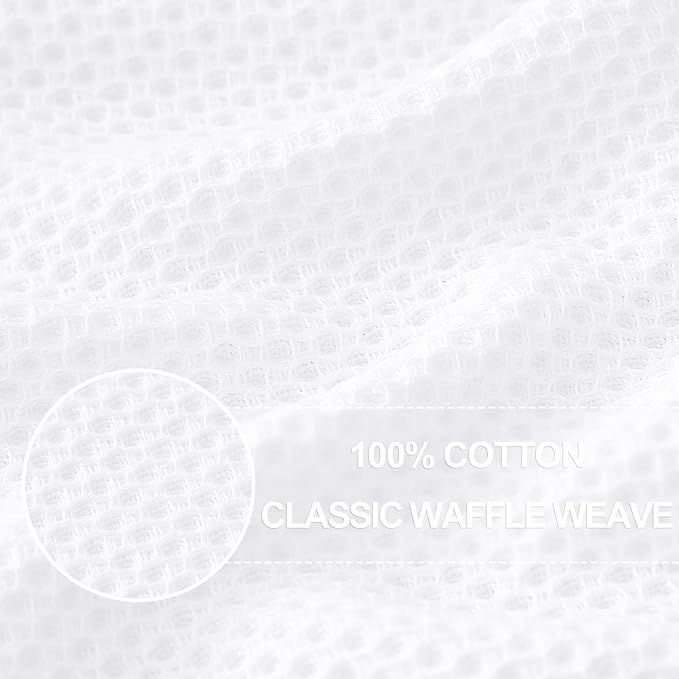 Dish Towels, Cotton Waffle Weave, 8-Pack, 20 x 28 Inches, White