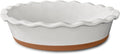 Mora Ceramic Deep Fluted Pie Dish for Baking - 9 inch Porcelain Pie Plate for Apple, Quiche, Pot Pies, Tart, etc. - Modern Farmhouse Style - Vanilla White