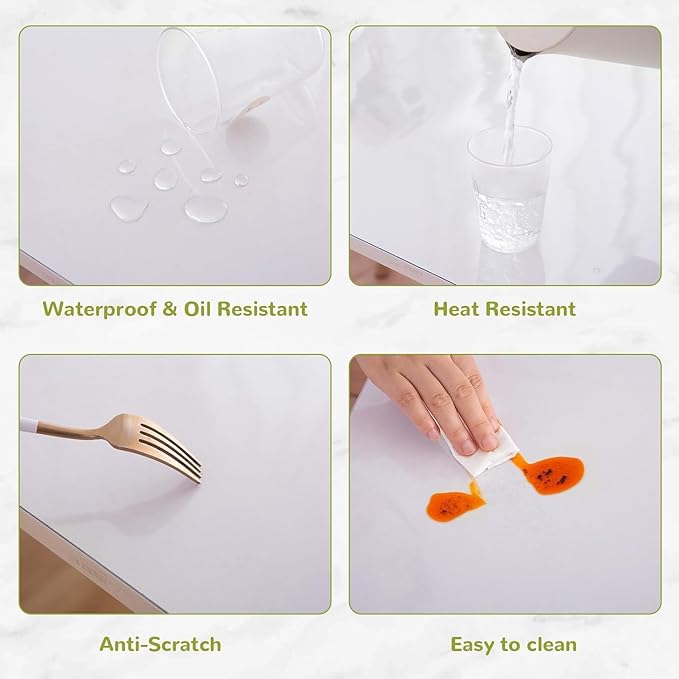 23.6 x 63 Inch Clear Table Cover Protector, Clear Table Protector for Dining Room Table, 1.5mm Plastic Table Cover, Waterproof Table Pad for Kitchen, Office