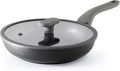PRICUSIS Nonstick Ceramic Frying Pan with Lid, 8/10 Inch Skillet with Stay Cool Handle, Fully Coated, Induction Compatible & Oven Safe, 100% Dishwasher Safe, PTFE & PFOA Free（8 Inch, Black Sesame）