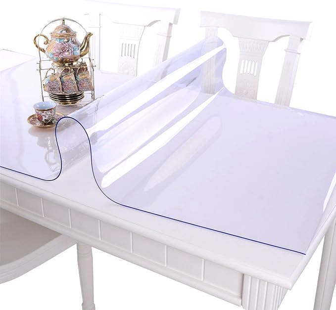 NECAUX Custom 12 x 18 Inch Clear Desk Cover Protector, 1.5mm Thick Plastic Desk Pad Mat, Table Cover Tablecloth Protector for Office Computer Writing Desk, Side Table, End Table, Night Stand, Dresser