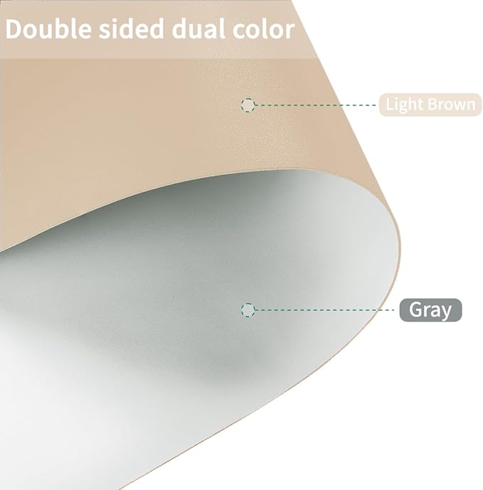 Leather Table Pad,1.8mm Thick,40x78 Inch,Dining Table Pad,Table Pads for Dining Room Table Rectangular,Table Pads for Dining Room Table,Dining Table Cover(Light Brown+Gray,40x78)