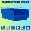 Plastic Shelf Bins 12-Pack, Blue Heavy Duty Storage Bins for Shelves