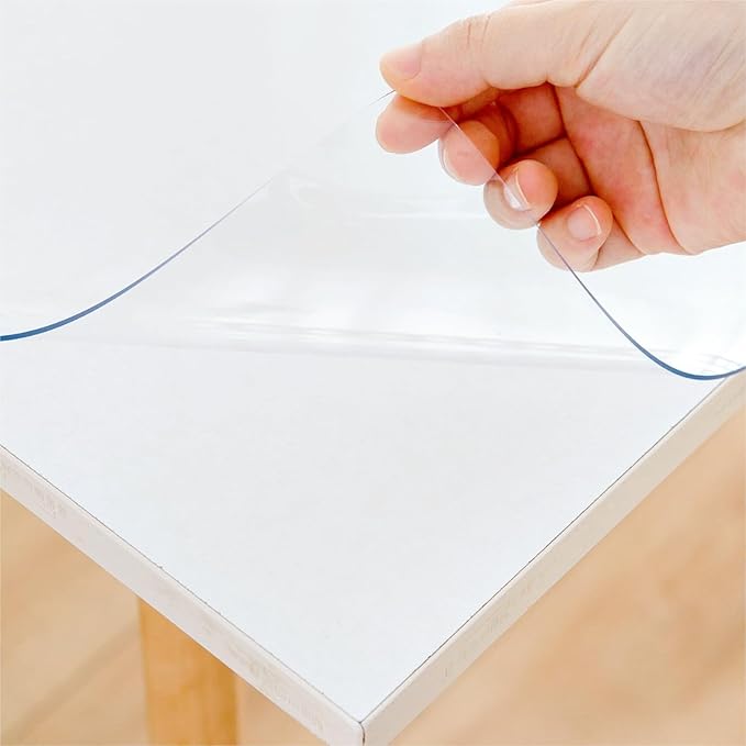 54 x 72 Inch Clear Table Cover Protector, Clear Table Protector for Dining Room Table, 1.5mm Plastic Table Cover, Waterproof Table Pad for Kitchen, Office