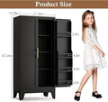 Pantry Cabinet with 2 Doors and 3 Adjustable Shelves, Black Steel