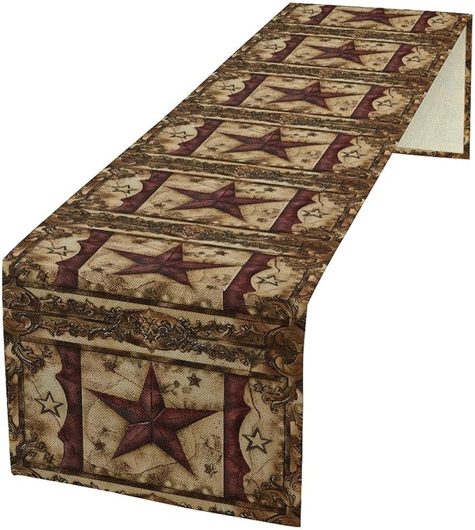 Brown Geometric Table Runner for Dining Tables, 13 x 60 Inch