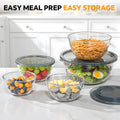 Mixing Bowls Set of 5 with Lids, Clear Borosilicate Glass, Nesting