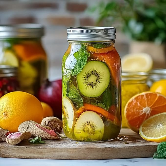 Glass Mason Jars 24 oz 6-Pack with Lids and Bands
