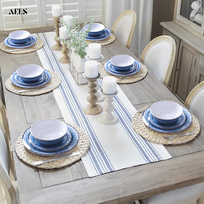 Dinnerware Set 18 Pieces Navy Melamine Service for 6