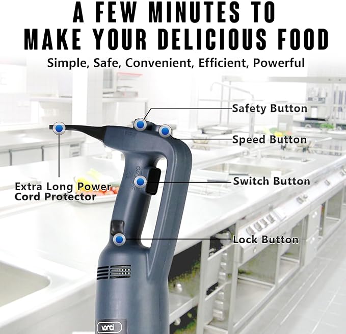 VONCI 750W Commercial Immersion Blender, Handheld Stick Mixer with 18" Detachable Shaft, Variable Speed 8000-19000RPM, Sharp SUS Blade, Extra Heavy Duty Hand Mixer for Restaurant Kitchen.