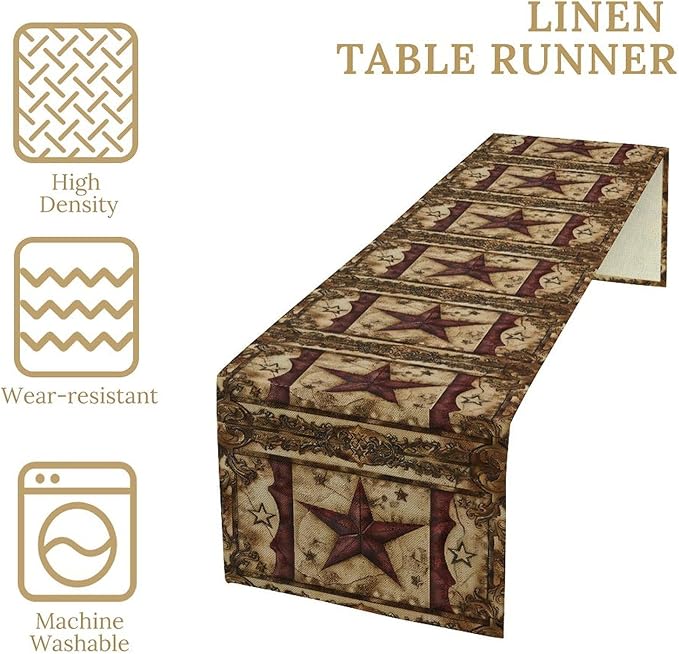 Brown Geometric Table Runner for Dining Tables, 13 x 60 Inch