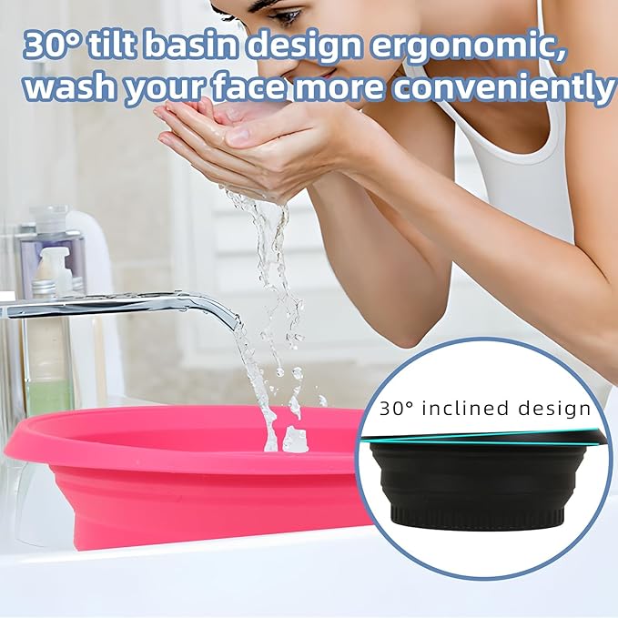 Face Bowl for Ice With Built-in Ice Tray, Collapsible Silicone Ice-Bath Face Bowl, Small Reusable Face-Ice Plunge Bowls, Perfect for Home Use, Camping, Travel (Red)