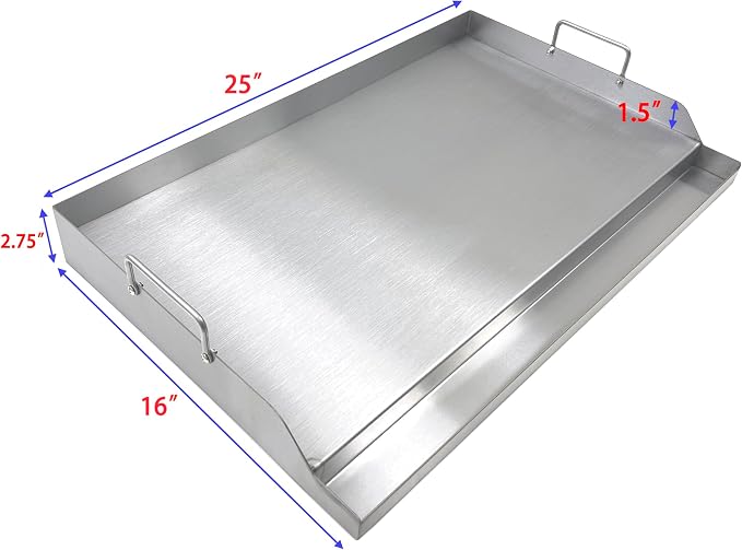 Griddle, Stainless Steel Flat Top for Gas Grills, 25 x 16 Inch