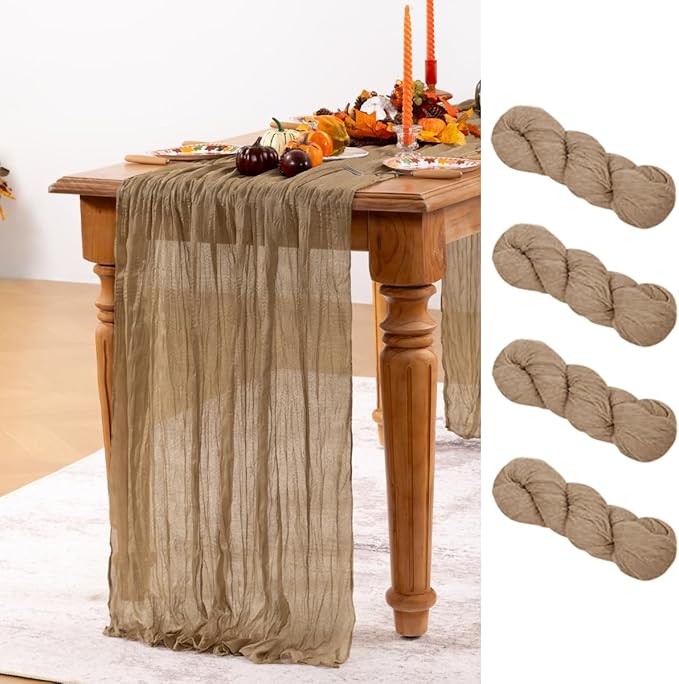 Table Runners 4 Pack, Nude Cotton Cheesecloth Gauze, 35 x 120 Inch
