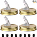 Mason Jar Pour Spouts. free flow Mason Jar Pour Spouts, mason jar for spout regular mouth size 70mm dispenser germination cover. Suitable for any liquid. Leak-Proof 4-Pack + 8 Lid Caps (gold color)