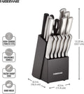 Knife Block Set, 15-Piece Forged High-Carbon Steel with Black Pinewood Block