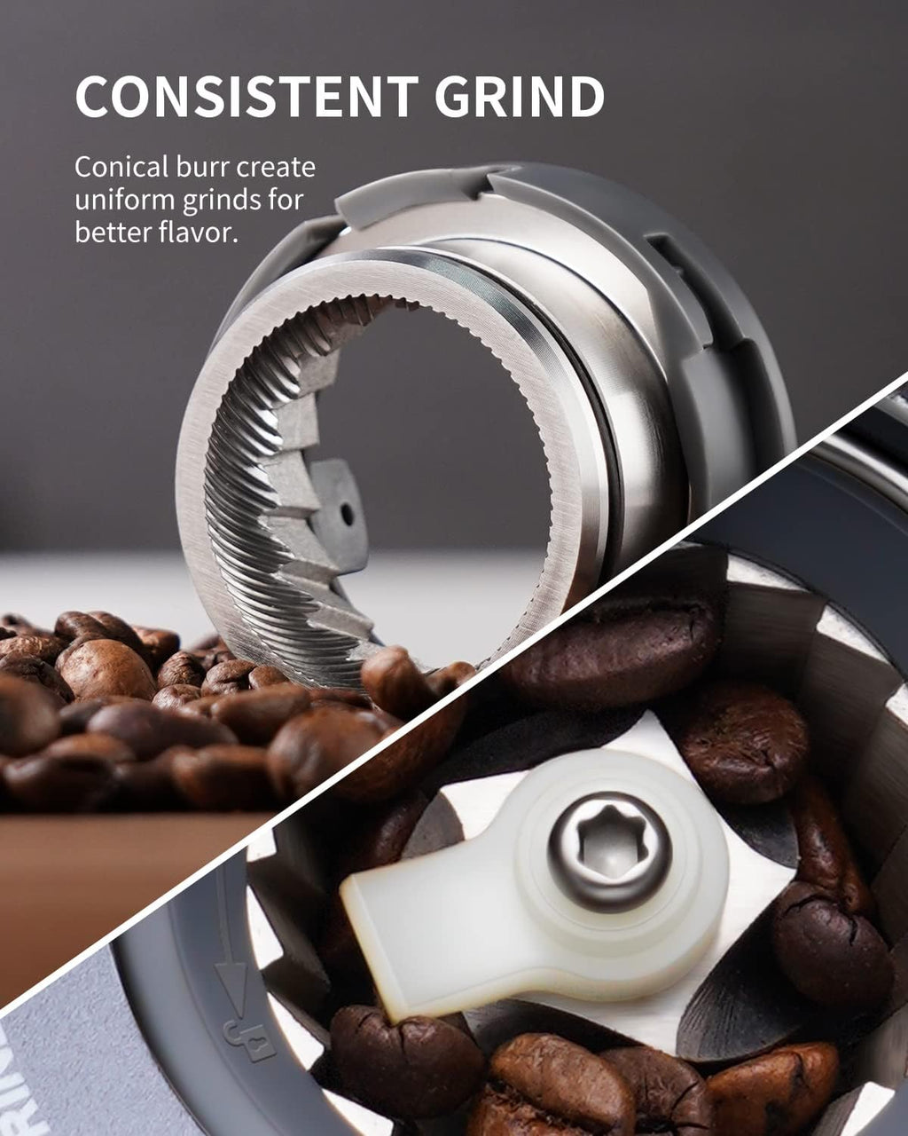 Conical Burr Espresso Coffee Grinder Electric with Precision Timer 2.0 – close-up