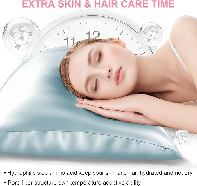 Mulberry Silk Pillow Cases King Size with Hidden Zipper, Ultra Smooth and Soft Breathable Cooling Silk Satin Pillowcase for Hair and Skin, Gifts for Women Men (Haze Blue, 20x36 Inches, 1 Pack)