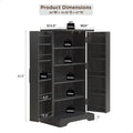 Kitchen Pantry Cabinet with Barn Doors, Black Engineered Wood
