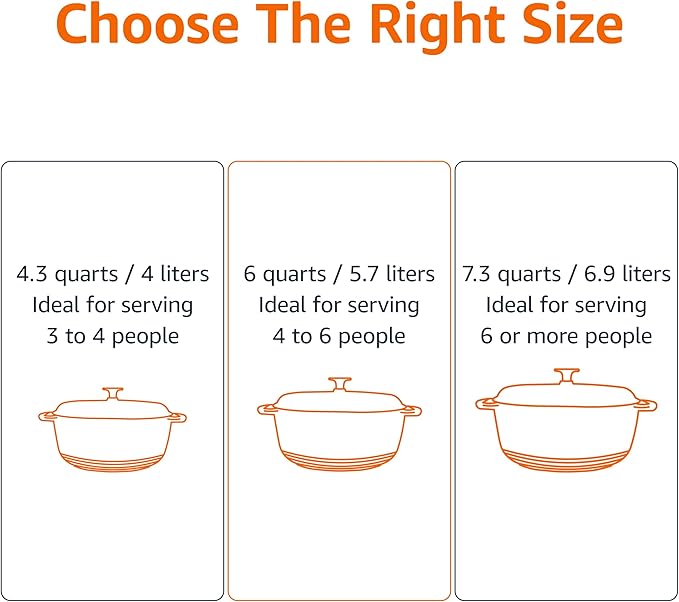 Amazon Basics Cast Iron Dutch Oven Pot with Lid, Enameled, Round, Dual Handles, Heavy-Duty, Medium, 6-Quart, Gray