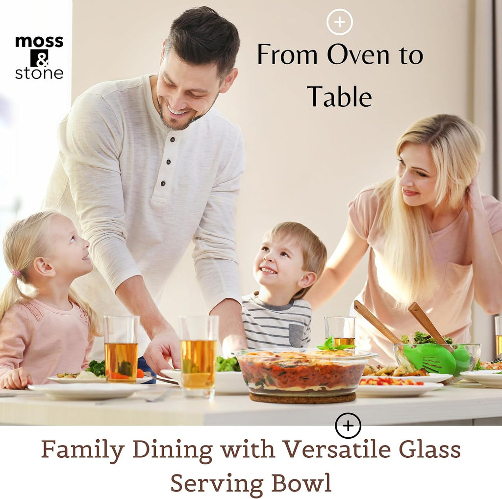 Clear Glass Casserole Dish Set with Lids, Glass Baking Dishes – set view