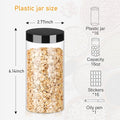 Food Jar Canisters, 16 oz Clear PET Plastic, 16 Pack with Marker and Labels
