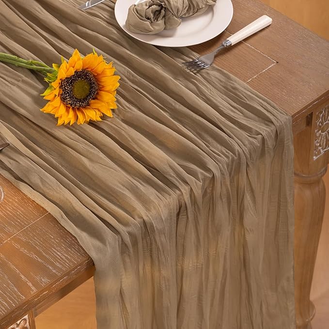 Table Runners Set of 10, Nude Cheesecloth, 35 x 120 Inch