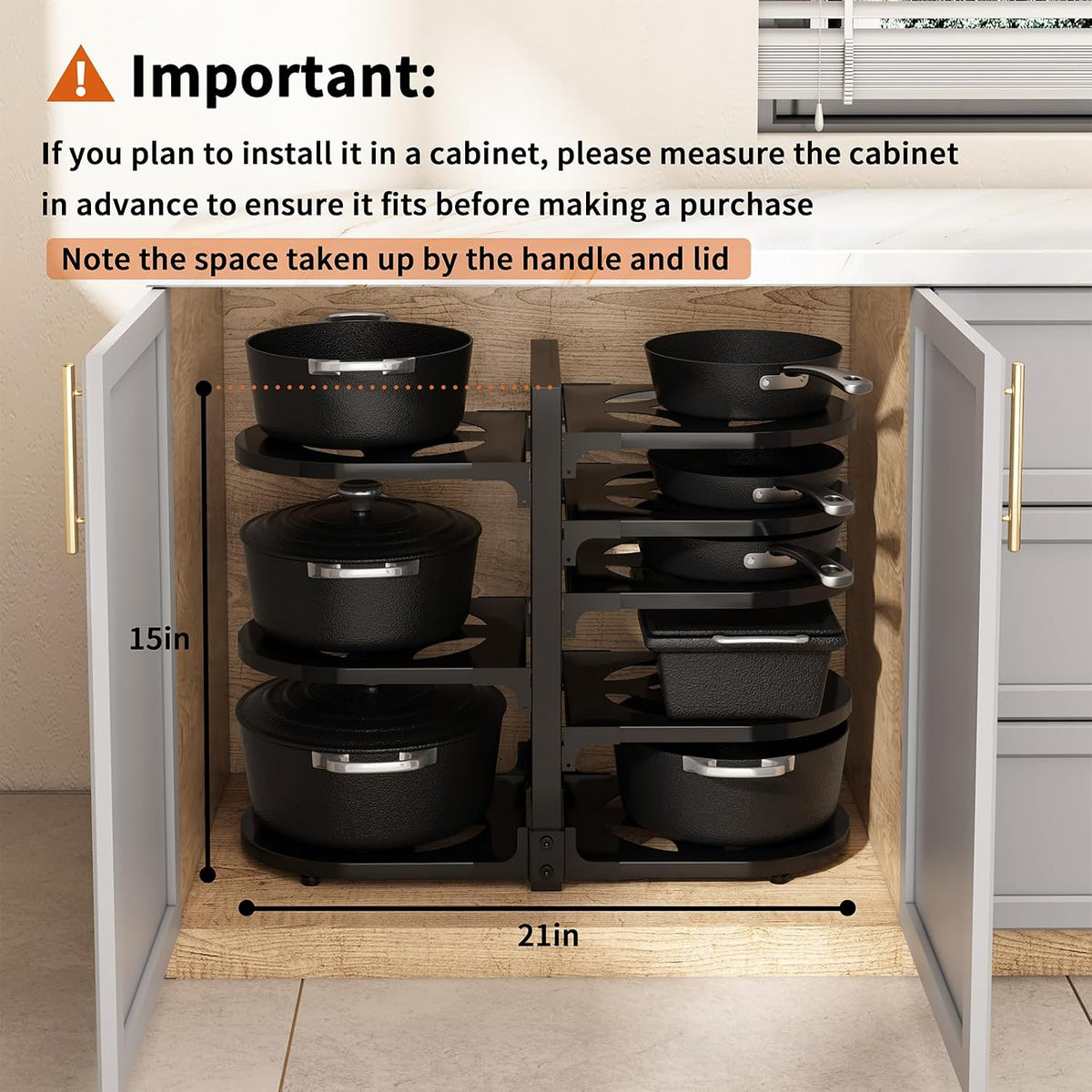 Adjustable Heavy Duty Pots and Pans Organizer Under Cabinet, 8-Tier Pot and Pan – features