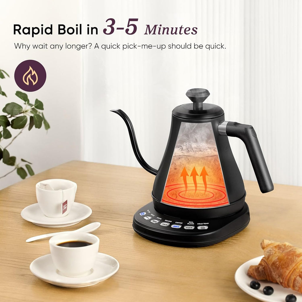 Gooseneck Electric Kettle with Temperature Control, 0.8L, Black – alternate view