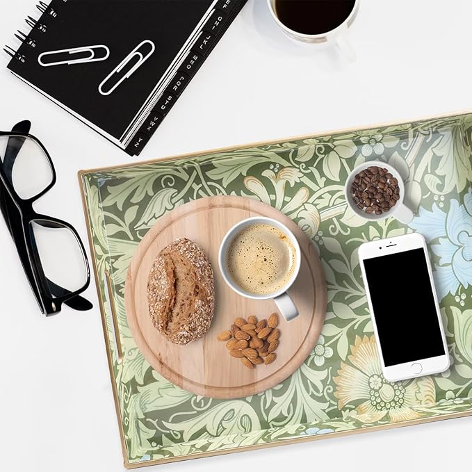 Plastic Serving Tray with Handles, 15.7 x 11.8 Inch Rectangular