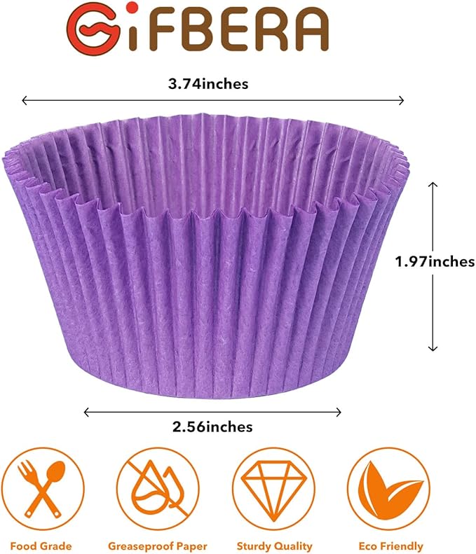 Baking Cups, 400 Jumbo Paper Liners in 8 Rainbow Colors