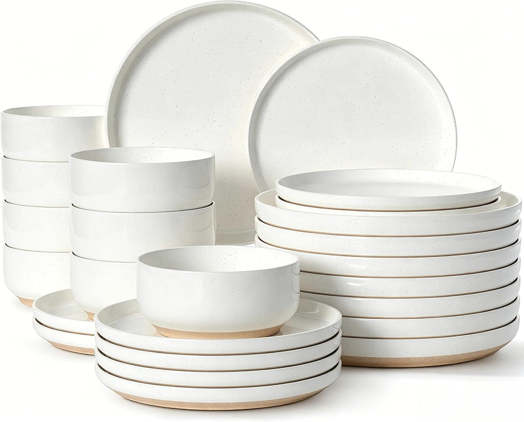 24-Piece Stoneware Dinnerware Set for 8, Plates and Bowls Set