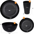 Dinnerware Set, Black Wheat Straw, Unbreakable and Microwave Safe