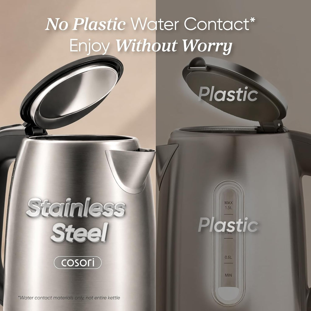 Stainless Steel Electric Kettle, No Plastic Contact with Water, 1.7L – alternate view