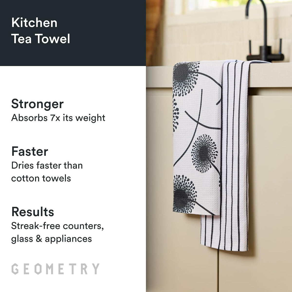 Dish Towels Set, Quick-Drying Microfiber, 18 x 30 Inch, Linen Breeze
