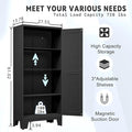 Pantry Cabinet, 61-Inch Black Steel with 2 Doors and 3 Adjustable Shelves