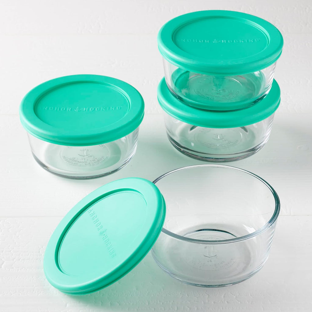 2 Cup Glass Storage Containers with Lids, Set of 4 Glass Food Storage – set view
