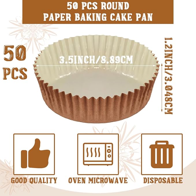 Baking Cups in Natural Silicone Paper, 50 Count, 92 ml Capacity