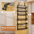 Spice Rack Over the Door, Black Metal Tiered Organizer with Mesh Baskets
