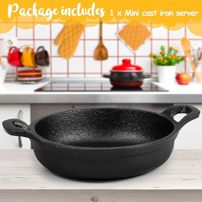 Skillet, 5 Inch Mini Cast Iron Pan in Black with Double Loop Handles