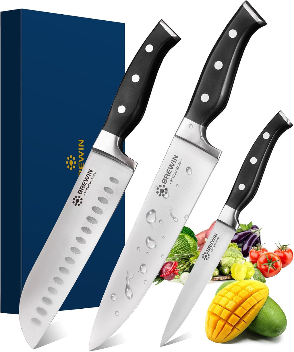 Professional Kitchen Knives, 3PC Chef Knife Set Sharp Knives for Kitchen High