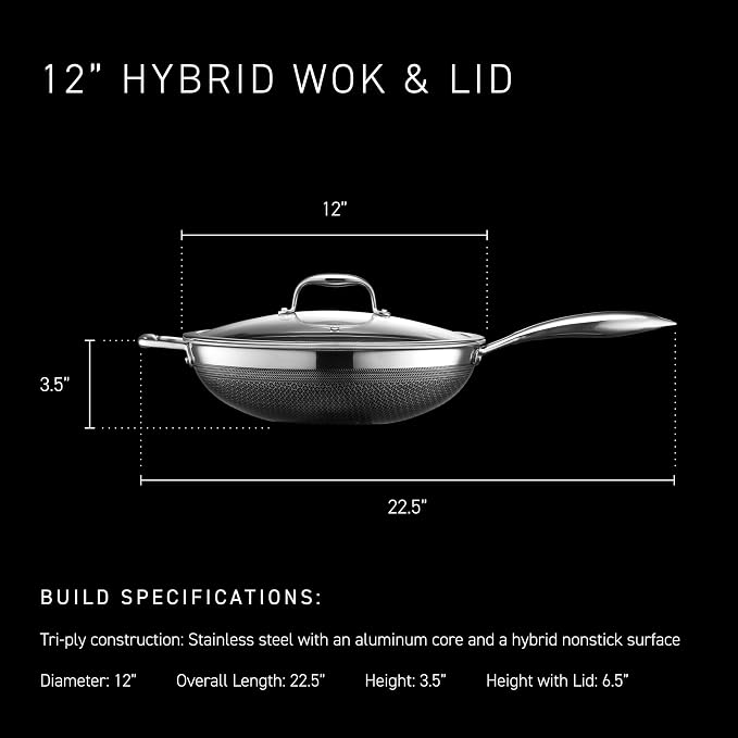 HexClad Hybrid Nonstick 12-Inch Wok - Image 3
