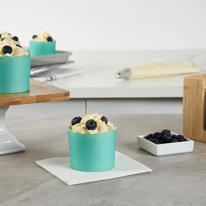 Baking Cups 200 Count Turquoise Scalloped Oven-Ready Paper Liners