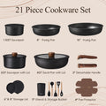 21-Piece Nonstick Cookware Set with Removable Handles, Black