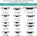 Food Storage Container Set, 30 Pieces Black Glass with Snap Lids